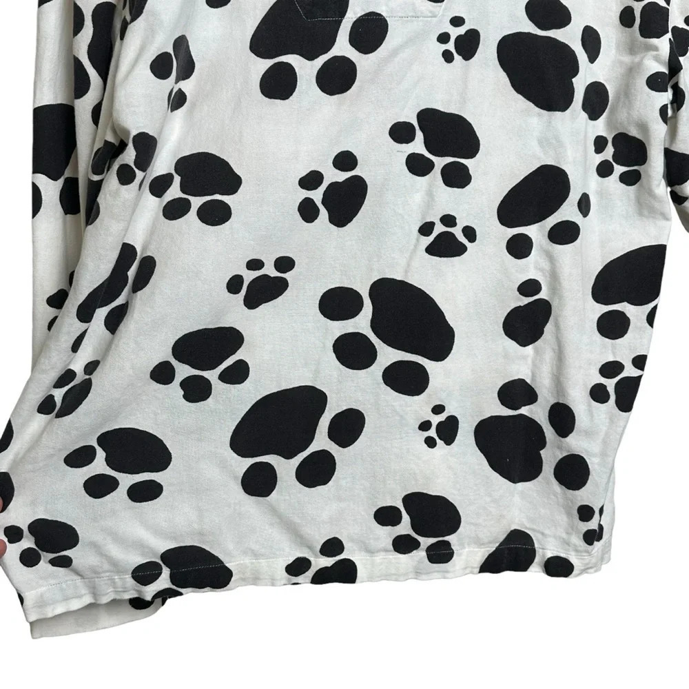 Xhilaration Dog Paw Print Cotton Pajama Top Size Medium Black White Dalmatian - Picture 7 of 9